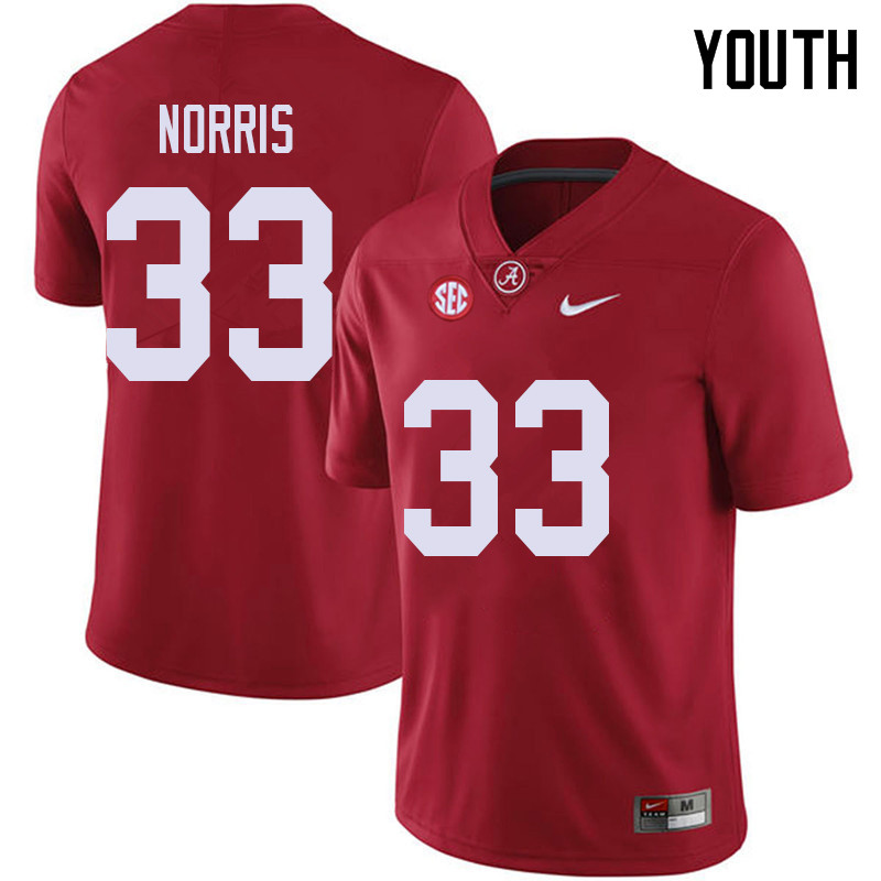 Alabama Crimson Tide Youth Kendall Norris #33 Red NCAA Nike Authentic Stitched 2018 College Football Jersey LR16Y03ZI